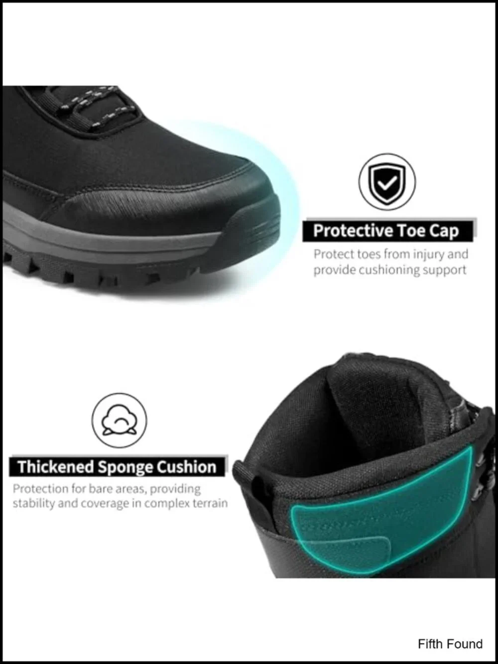 Waterproof Hiking Boots Lightweight Mid Ankle Work Boots Non-Slip Outdoor Shoes